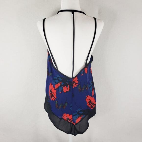 Runway Story Cami Low Back Top Women S Flowy Thin Straps Blue Red Black Floral - Picture 4 of 8